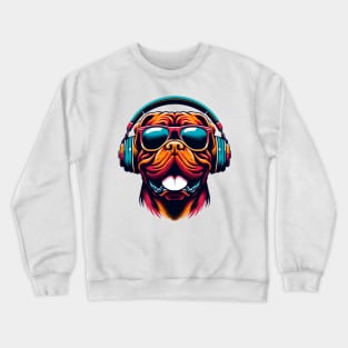 Dogue de Bordeaux Smiling DJ with Sunny Beats Crewneck Sweatshirt